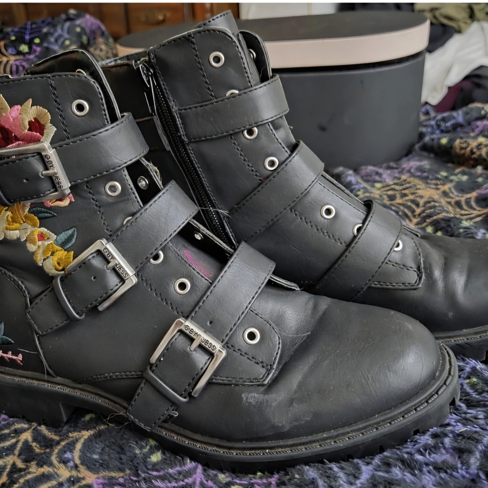 G by Guess Black Boots with Buckle Detail